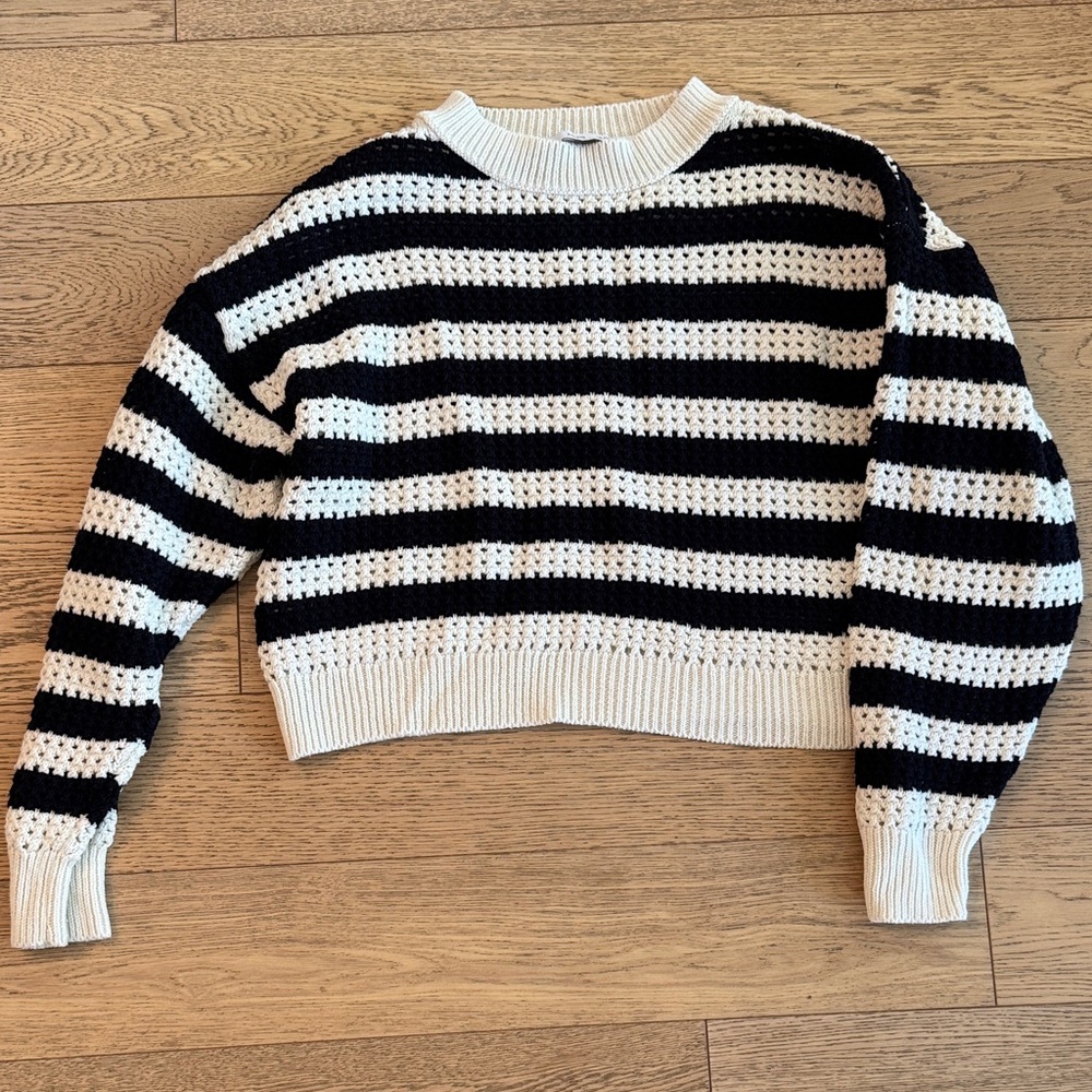 Striped Black and White Crew Neck Sweater